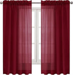 DWCN Christmas Burgundy Sheer Curtains Semi Transparent Voile Rod Pocket - Image 9