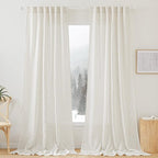 RYB HOME Semi Sheer Curtains 102 inches Long, Back Tab Light Filtration Half by RYBHOME