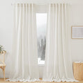 RYB HOME Extra Long Sheer Curtains, Linen Look Elegant Texture Semitransparent by RYBHOME