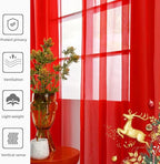 youleyar Solid Sheer Rod Pocket Curtain Voile Draperies 4 Panels White Beige - Image 4