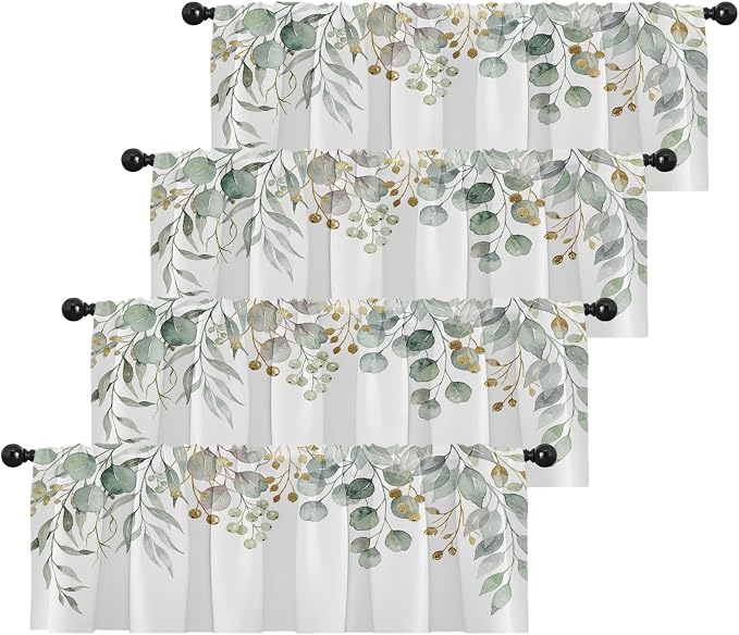 Emvency 4 Pack Valances Window Treatments, 52x18 Inch Rod Pocket by Emvency
