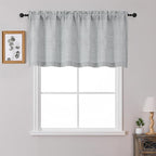 OWENIE Grey Valances for Windows 1 Pcs 24 Inch Length, Light Filtering Textured by OWENIE