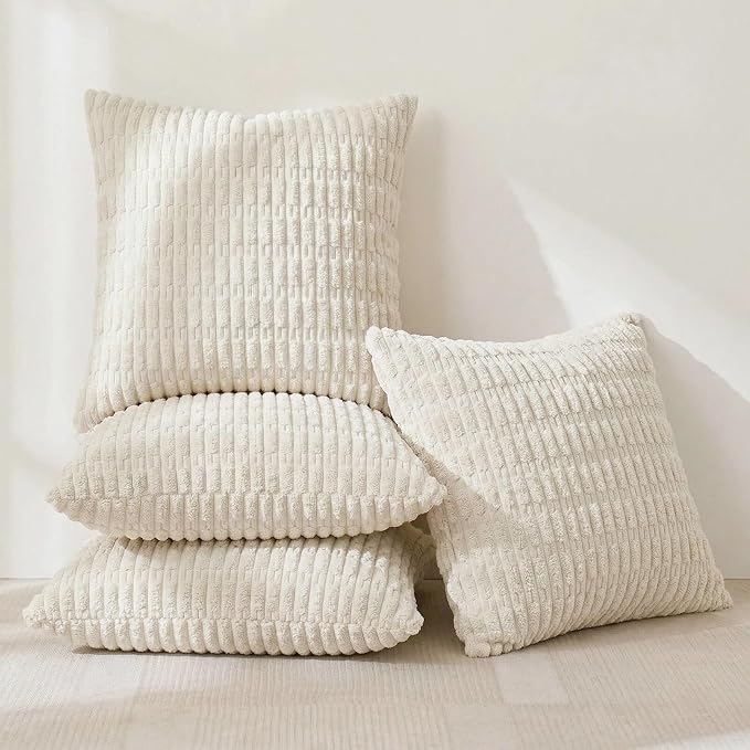Fancy Homi 4 Packs Boho Cream Decorative Throw Pillow Covers 16x16 Inch - Image 2