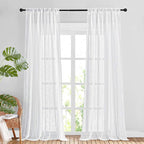 NICETOWN White Linen Sheer 120 inch Curtains - Image 2