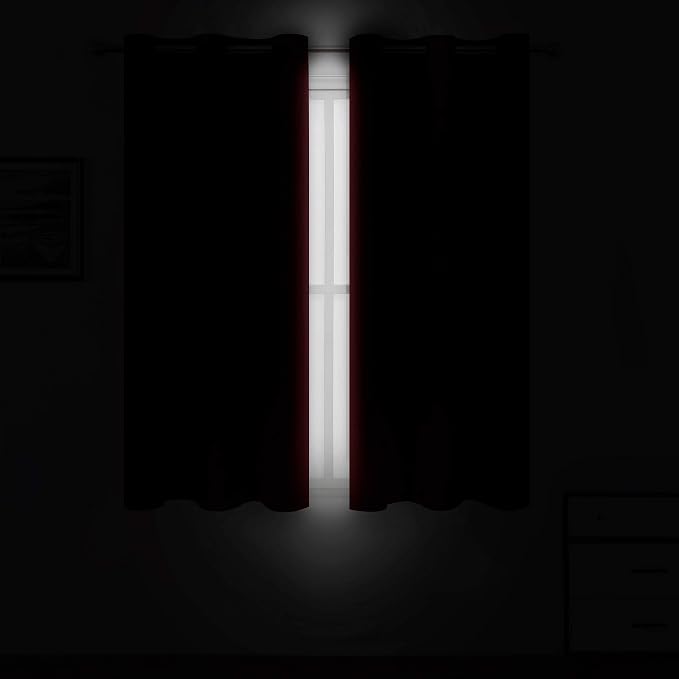 LEMOMO Red Bedroom Blackout Curtains/38 x 63 Inch Long/Set of 2 Curtain - Image 3
