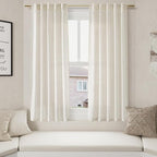 Nanspring 60 Inch Length Linen Curtains Cream Semi Sheer Light Filtering Back - Image 5