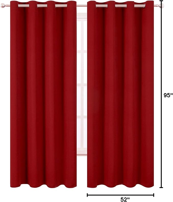 LEMOMO Dark Red Thermal Blackout Curtains/52 x 95 Inch/Set of 2 Panels Room - Image 10