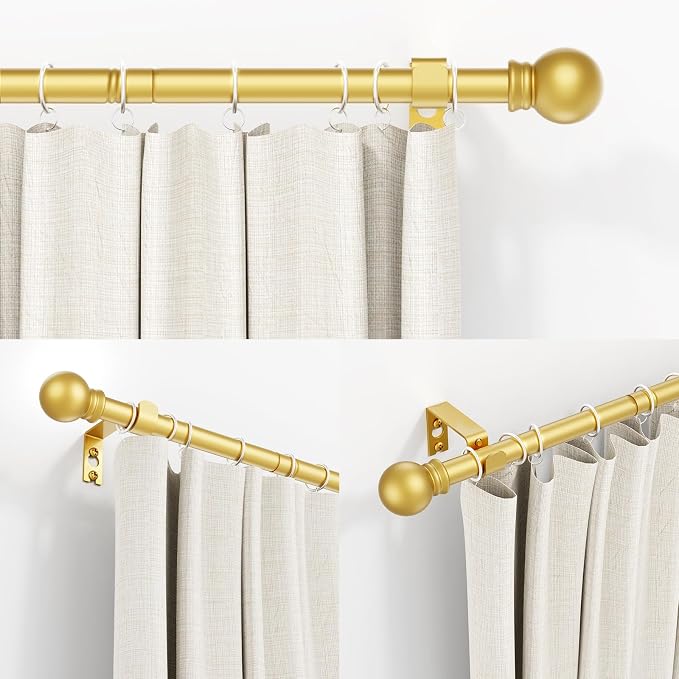 Thestoa Gold Curtain Rods for Windows 66-120 Inch, 5/8" Stainless Steel Small - Image 2