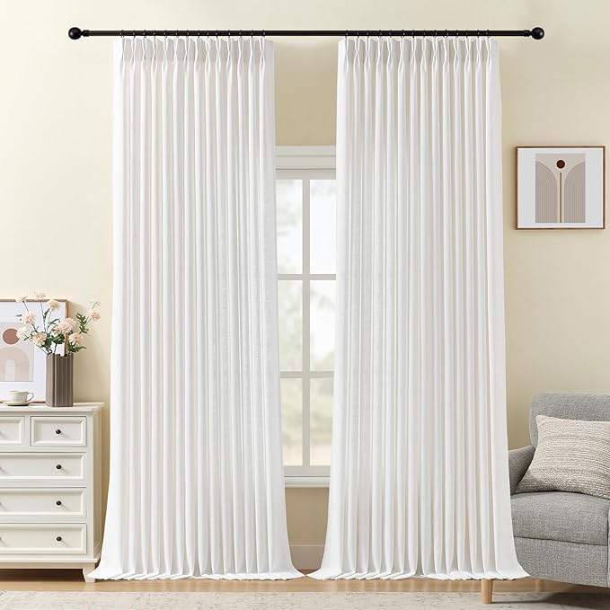 Snow White Pinch Pleated Curtains 96 inches long by IVAPUPU