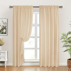HOMEIDEAS Non-See-Through Beige Privacy Sheer Curtains, 52 X 84 Inches Long 2 - Image 2