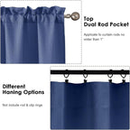 OWENIE Bob 1 PCS Blue Valances for Windows, Faux Linen Textured Kitchen Window - Image 4
