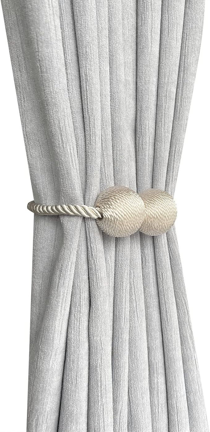 Melaluxe 2 Pack Magnetic Curtain Tiebacks, Decorative Curtain Holdbacks - Image 2