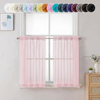 Chyhomenyc Blush Pink Sheer Curtains 30 inch Length 2 Panels, Light Filtering by Chyhomenyc