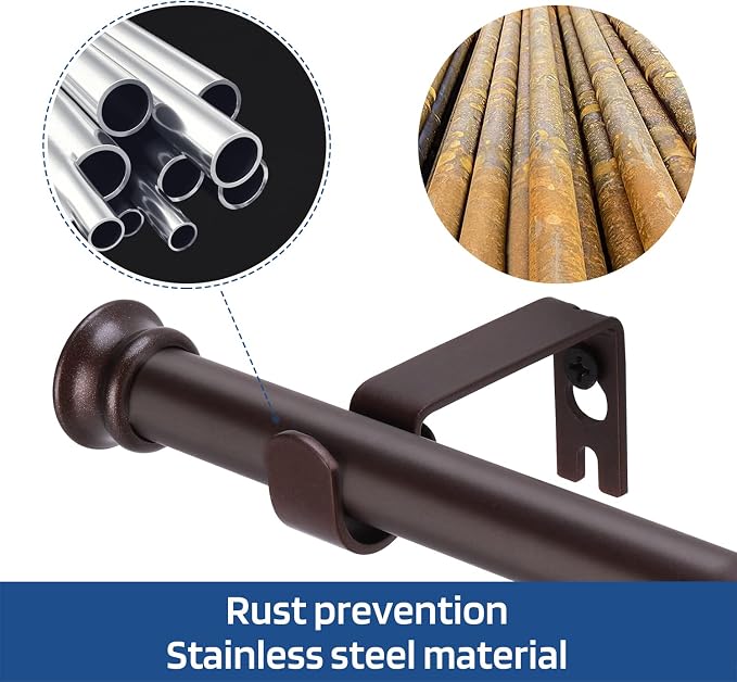 Standard Decorative Window Curtain Rods 30 to 88 Inch, 5/8 Inch Diameter Small - Image 5