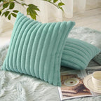 decorUhome Summer Cozy Faux Fur Throw Pillow Covers 20x20 Set of 2 Decorative - Image 4