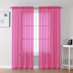 Chyhomenyc Hot Pink Sheer Curtains 72 Inch Length 2 Panels, Light Filtering by Chyhomenyc