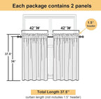 Lecloud White Sheer Curtains 36 Inch Length 2 Panels Set, Airy Breathable Voile - Image 4