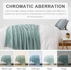 BOURINA Aqua Throw Blanket 60x80 Inches Throw Textured Solid Soft Sofa Throw - Image 7