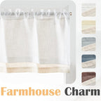 jinchan Linen Valance for Farmhouse Living Room Windows 16 Inch Slubbed Crossed - Image 4