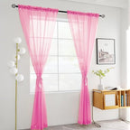 youleyar Solid Sheer Rod Pocket Curtain Voile Draperies 2 Panels White Beige - Image 2