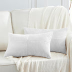 Fancy Homi 2 Packs White Long Lumbar Decorative Throw Pillow Covers 12x24 Inch by Fancy+Homi