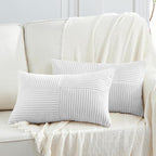 Fancy Homi 2 Packs White Lumbar Decorative Throw Pillow Covers 16x26 Inch by Fancy+Homi