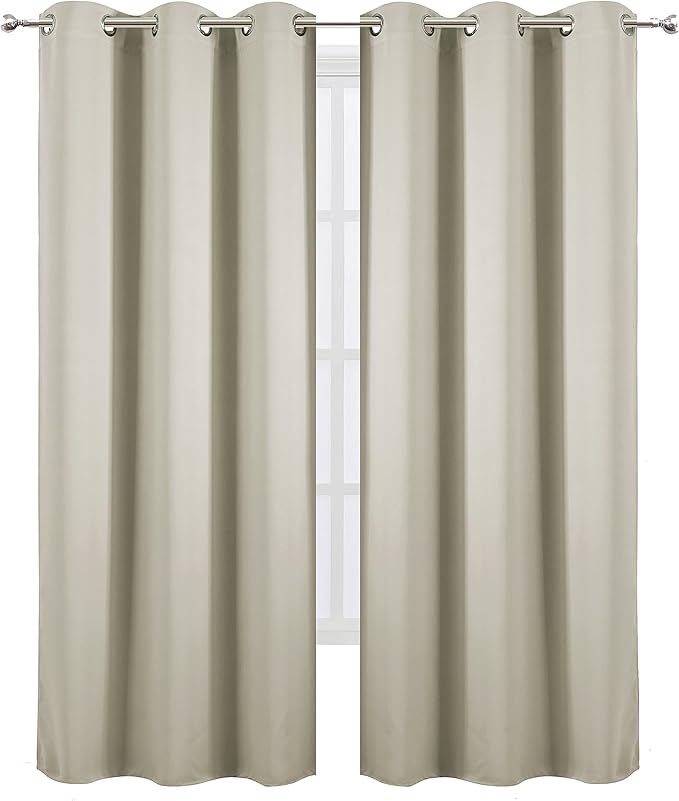 LEMOMO Light Beige Thermal Blackout Curtains/38 x 84 Inch/Set of 2 Panels Room - Image 2