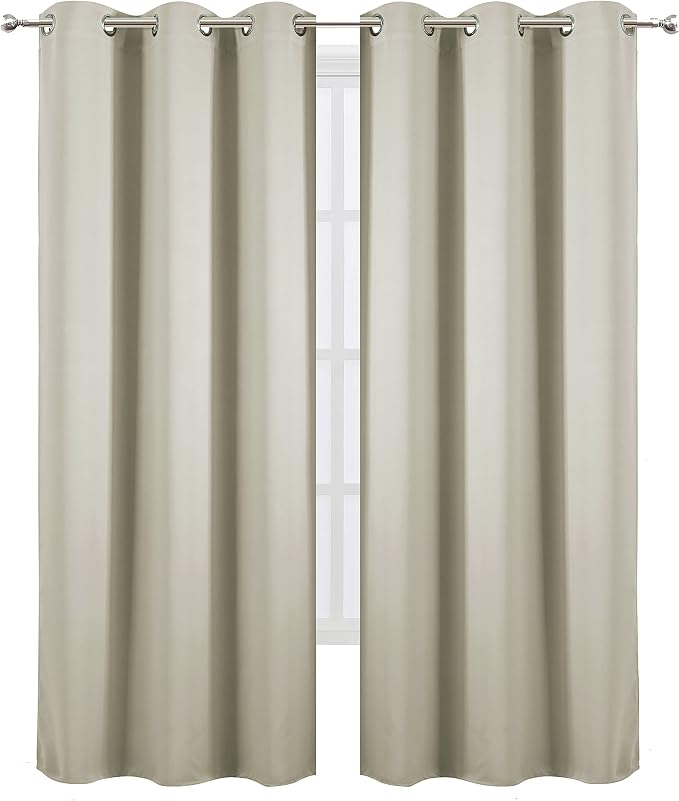 LEMOMO Light Beige Thermal Blackout Curtains/42 x 84 Inch/Set of 2 Panels Room - Image 2
