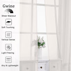 Gwine Ivory Sheer Kitchen Curtains 36 Inch Length, Light Filtering Voile Soft - Image 2