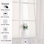 Gwine Ivory Sheer Curtains 72 Inches Long 2 Panels Set - Image 2