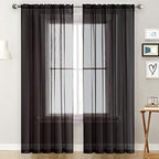 SpaceDresser Basic Rod Pocket Sheer Voile Window Curtain Panels White 1 Pair 2 by SpaceDresser