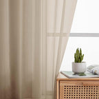Taupe Sheer Curtains for Bedroom Living Room 96 Inches Long 2 Panels, Modern - Image 6