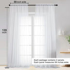 OWENIE White Sheer Curtains 120 Inches Long 2 Panels Set, Airy Lightweight - Image 2