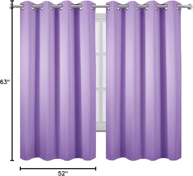 LEMOMO Lavender Blackout Curtains 52 x 63 Inch Length/Set of 2 Curtain - Image 8