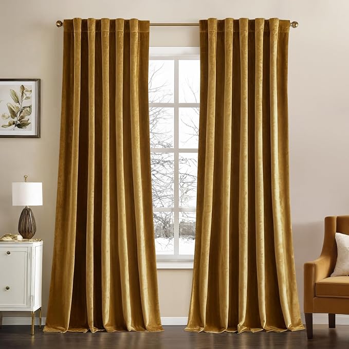 MIULEE Gold Velvet Curtains 84 inches by MIULEE