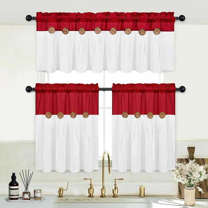 FRAMICS Farmhouse Kitchen Curtains 24 Inch Length, Rustic Cotton Linen Tier - Image 5
