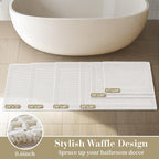 RESARE Waffle Bath Mat, Super Absorbent Non Slip, Machine Washable, Ultra Soft - Image 5