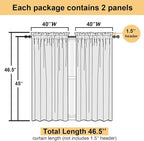 Lecloud Leia Jacquard Textured Ivory Semi Sheer Curtain 45 Inch Length - Image 3