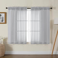 Gwine Light Grey Sheer Kitchen Curtains 36 Inch Length, Light Filtering Voile by Gwine