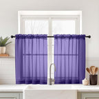 Purple Small Sheer Curtains 2 Panels Set, Kitchen Curtains 36 Inch Length by Home