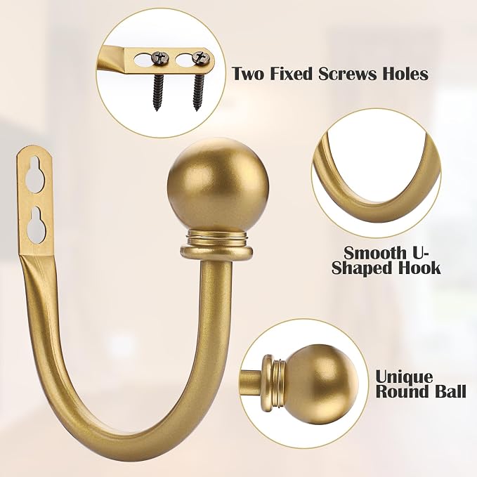 Sumnacon Set of 2 Decorative Curtain Holdbacks, Wall Mounted Aluminum Alloy - Image 4