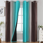 Estelar Textiler Brown and Teal Room Darkening Blackout Curtains 84 Inch Length by ESTELARTEXTILER