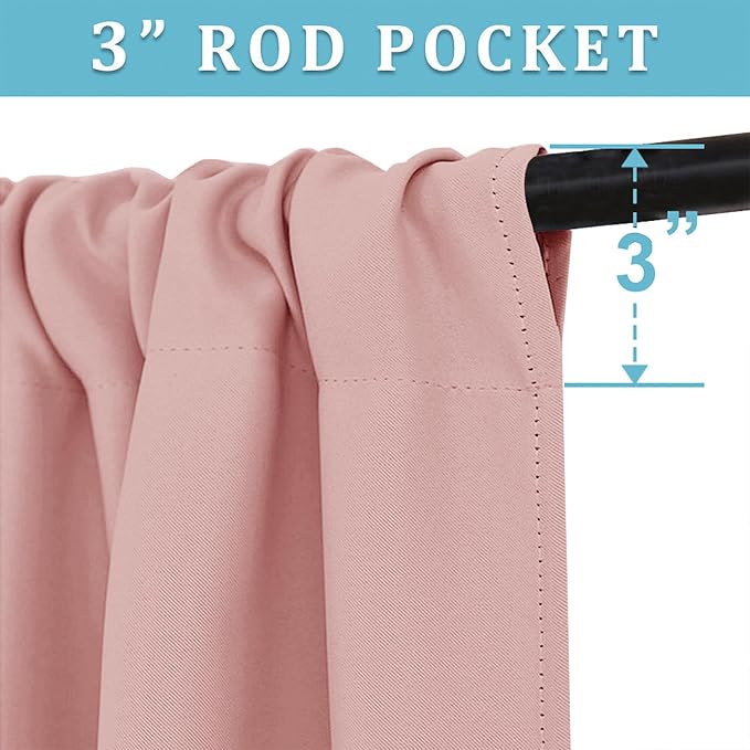 RYB HOME Blackout French Door Window Curtain Covering, Rod Pocket Thermal - Image 3