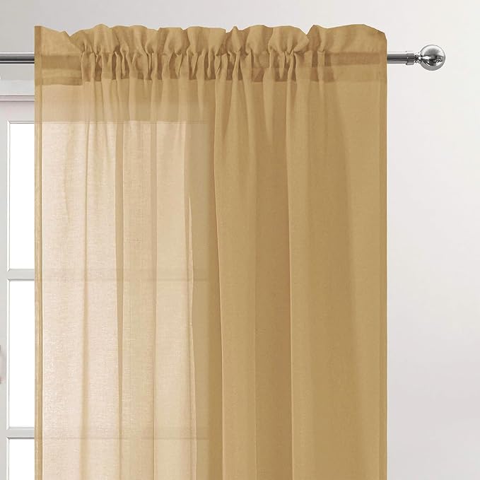 DWCN Taupe Sheer Curtains for Kitchen Windows - Image 3