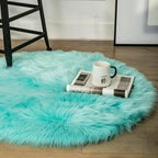 Ashler faux fur rug, Fluffy Shaggy Area Rug Ultra Soft 3 x 3 Feet Round Fur Rug - Image 3
