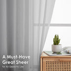 OVZME Light Grey Sheer Curtains 54 Inches Long 2 Panels - Image 2