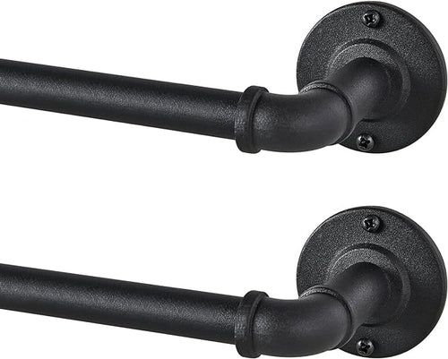 2 Pack Industrial Curtain Rods for Windows 66 to 120 Inches, for Indoor and by JoyUltra