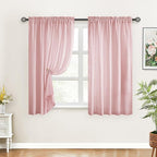 HOMEIDEAS Non-See-Through Light Pink Privacy Sheer Curtains, 52 X 54 Inches - Image 2
