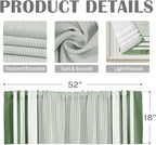 Emvency 2 Pack Valances Window Treatments, Striped Modern Green Farmhouse - Image 3