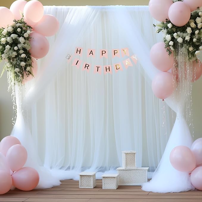 20ft x 12ft White Tulle Backdrop Curtain - Image 3